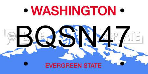 BQSN47 Washington License Plate