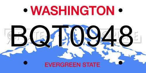 BQT0948 Washington License Plate