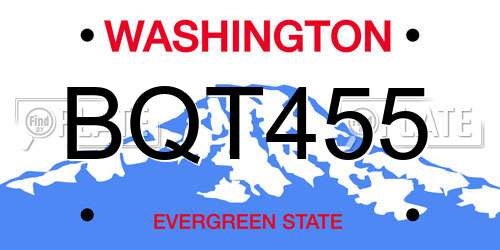 BQT455 Washington License Plate