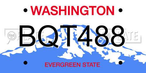 BQT488 Washington License Plate