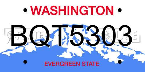 BQT5303 Washington License Plate