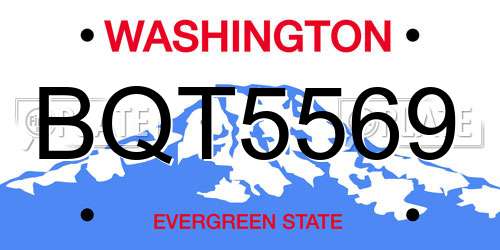 BQT5569 Washington License Plate