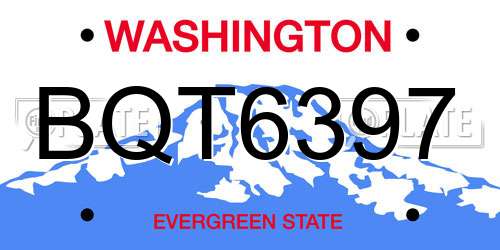BQT6397 Washington License Plate
