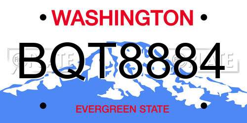BQT8884 Washington License Plate