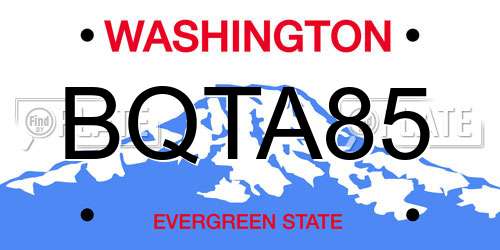 BQTA85 Washington License Plate