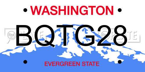 BQTG28 Washington License Plate