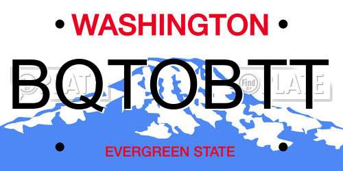 BQTOBTT Washington License Plate