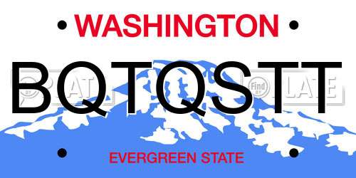 BQTQSTT Washington License Plate