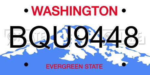 BQU9448 Washington License Plate