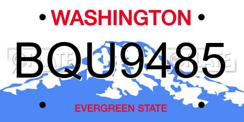 BQU9485 Washington License Plate