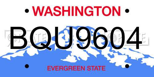 BQU9604 Washington License Plate