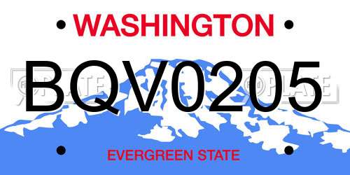 BQV0205 Washington License Plate