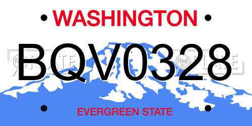 BQV0328 Washington License Plate