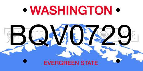 BQV0729 Washington License Plate