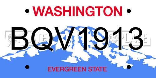 BQV1913 Washington License Plate
