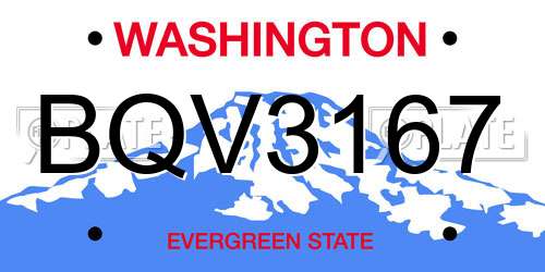 BQV3167 Washington License Plate