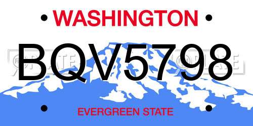 BQV5798 Washington License Plate