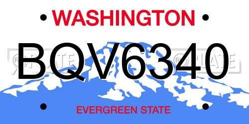BQV6340 Washington License Plate