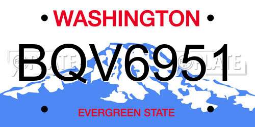 BQV6951 Washington License Plate