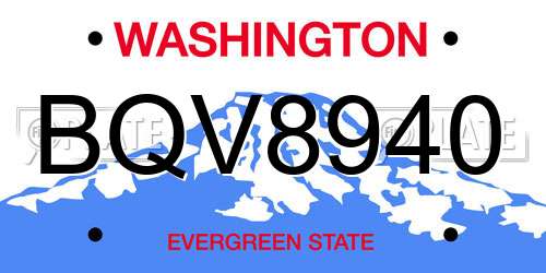 BQV8940 Washington License Plate