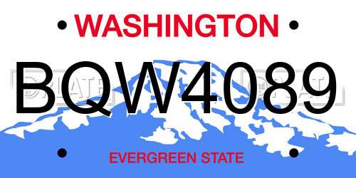 BQW4089 Washington License Plate