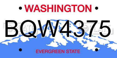 BQW4375 Washington License Plate