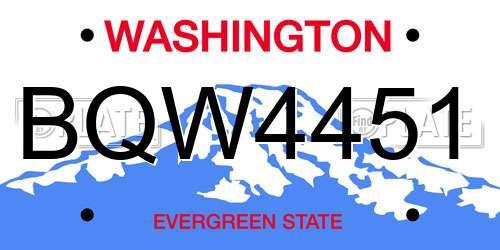 BQW4451 Washington License Plate