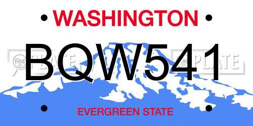 BQW541 Washington License Plate