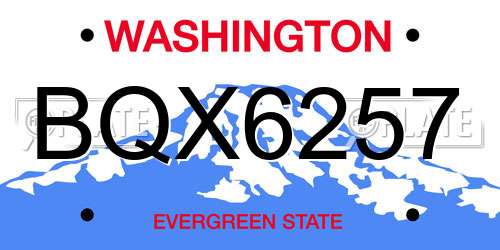 BQX6257 Washington License Plate