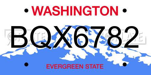 BQX6782 Washington License Plate