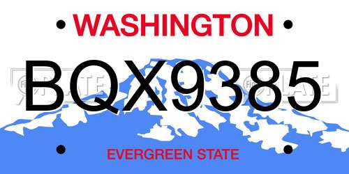 BQX9385 Washington License Plate