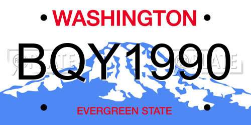 BQY1990 Washington License Plate