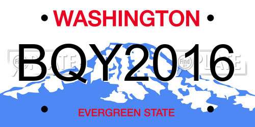 BQY2016 Washington License Plate
