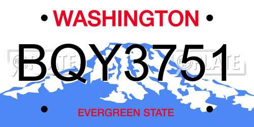 BQY3751 Washington License Plate