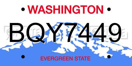 BQY7449 Washington License Plate