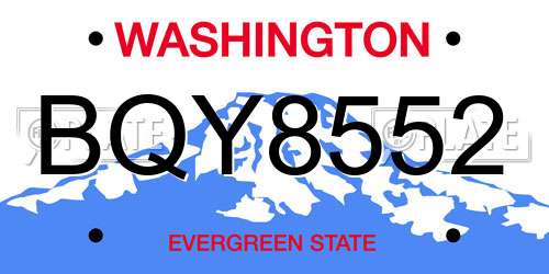 BQY8552 Washington License Plate