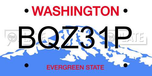 BQZ31P Washington License Plate