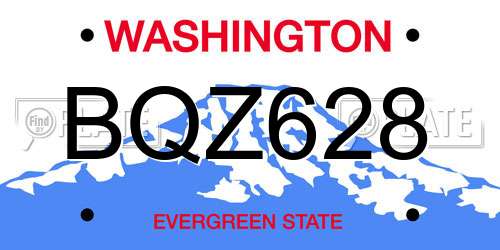 BQZ628 Washington License Plate