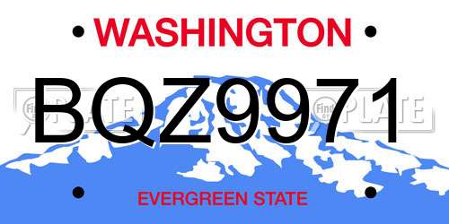 BQZ9971 Washington License Plate