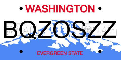 BQZOSZZ Washington License Plate