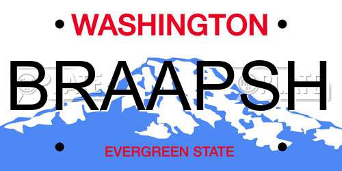 BRAAPSH Washington License Plate