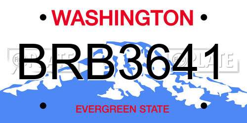 BRB3641 Washington License Plate