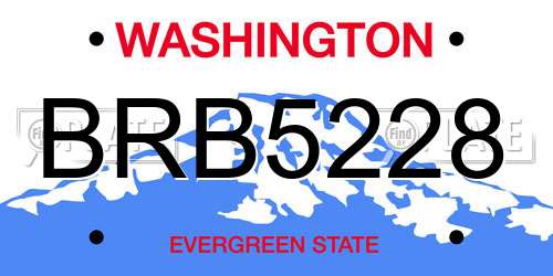 BRB5228 Washington License Plate