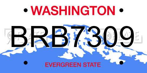 BRB7309 Washington License Plate