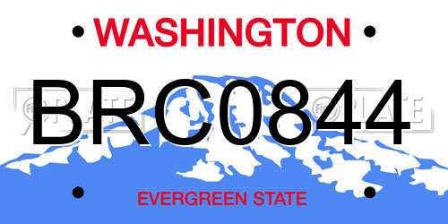 BRC0844 Washington License Plate