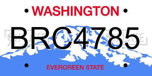 BRC4785 Washington License Plate