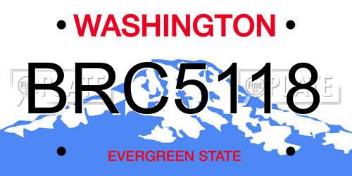 BRC5118 Washington License Plate