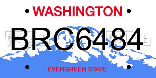 BRC6484 Washington License Plate