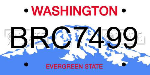 BRC7499 Washington License Plate