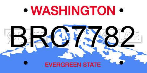 BRC7782 Washington License Plate